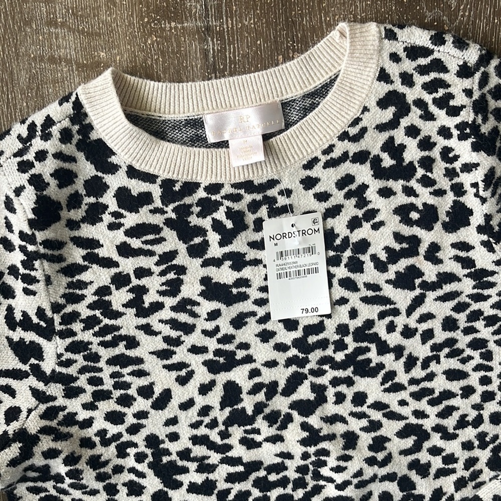 RACHEL PARCELL Crewneck Leopard Print Knit NWT Size Medium - Picture 11 of 13